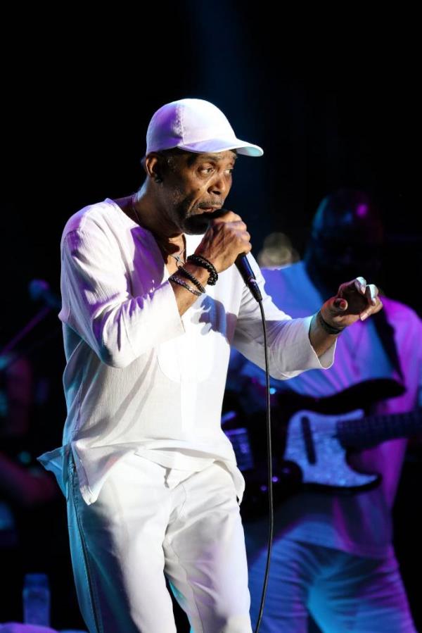 Frankie Beverly sings with his band Maze during the Cincinnati Music Festival Saturday July 28, 2019, at Paul Brown Stadium in Cincinnati.